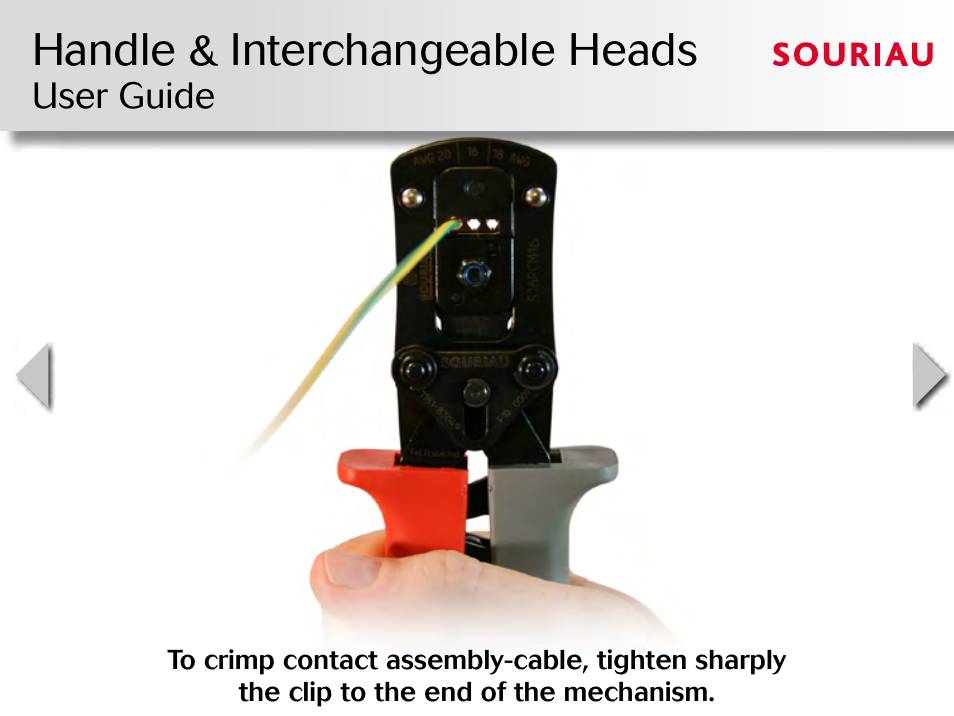 Handle & interchangeable heads | Northern Connectors Souriau Tooling (Shandles) for 16 (1.6mm) & 20 (1mm) Size Crimp Contacts User Manual | Page 8 / 9