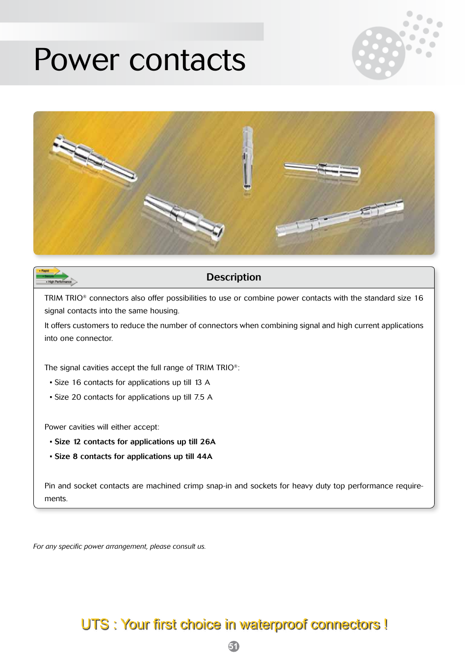 Northern Connectors Souriau Power Contacts User Manual | 3 pages