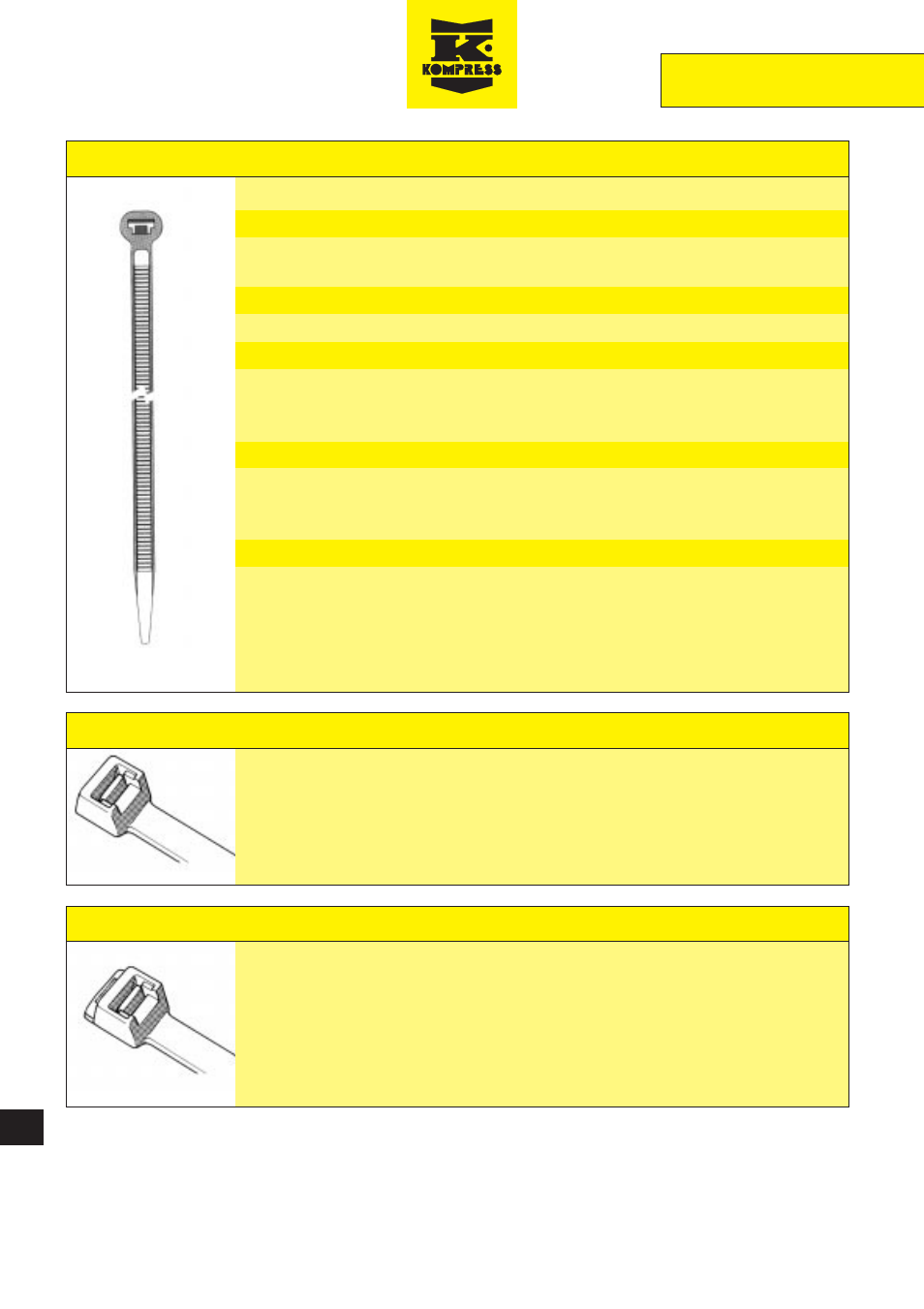 Cable ties a, Round head cable ties, Heavy duty ties - tie width 13mm | Lashing ties - tie width 13mm | Northern Connectors Kompress Cable Ties & Fixings User Manual | Page 4 / 10