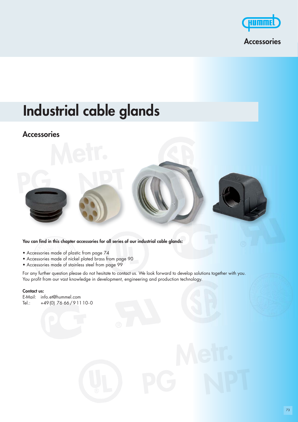 Northern Connectors Hummel Industrial Cable Gland Accessories User Manual | 30 pages