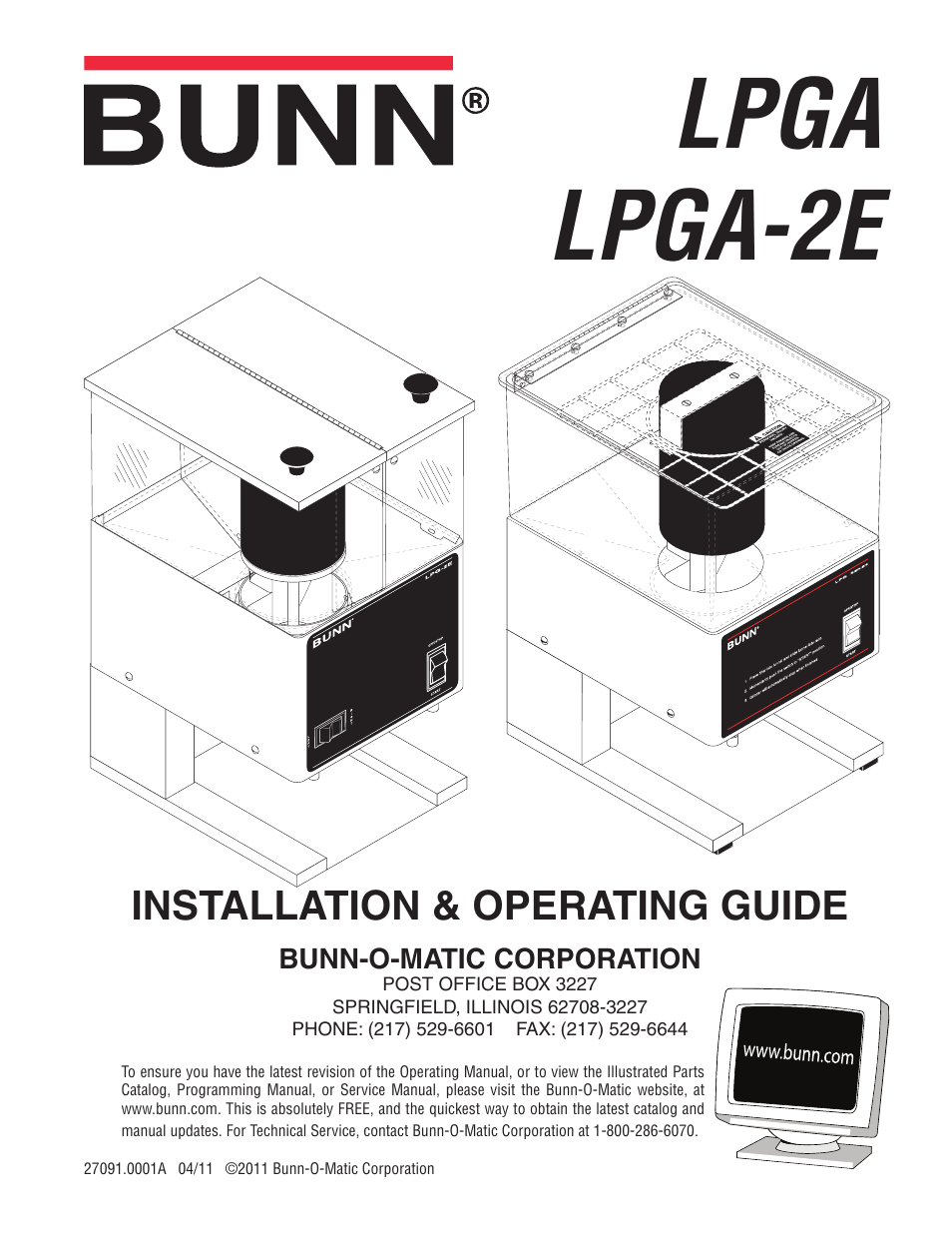 Bunn LPGA-2E User Manual | 6 pages