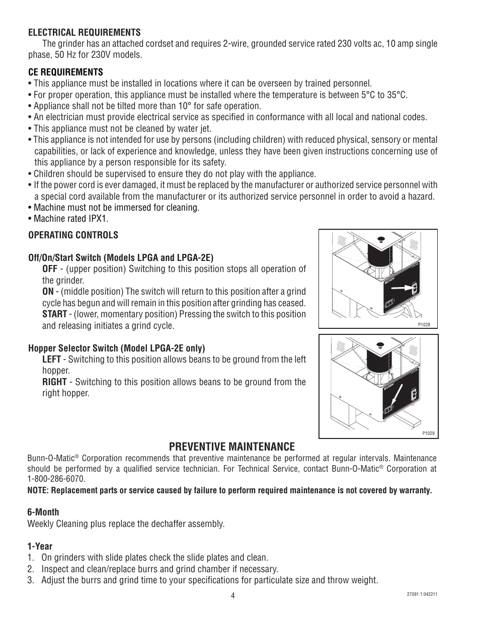 Preventive maintenance | Bunn LPGA-2E User Manual | Page 4 / 6
