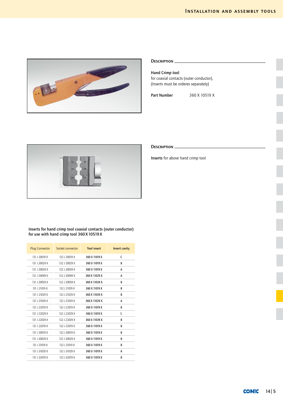 Installation and assembly tools, Description | Northern Connectors Conec D-Sub Installation & Assembly Tools User Manual | Page 6 / 8