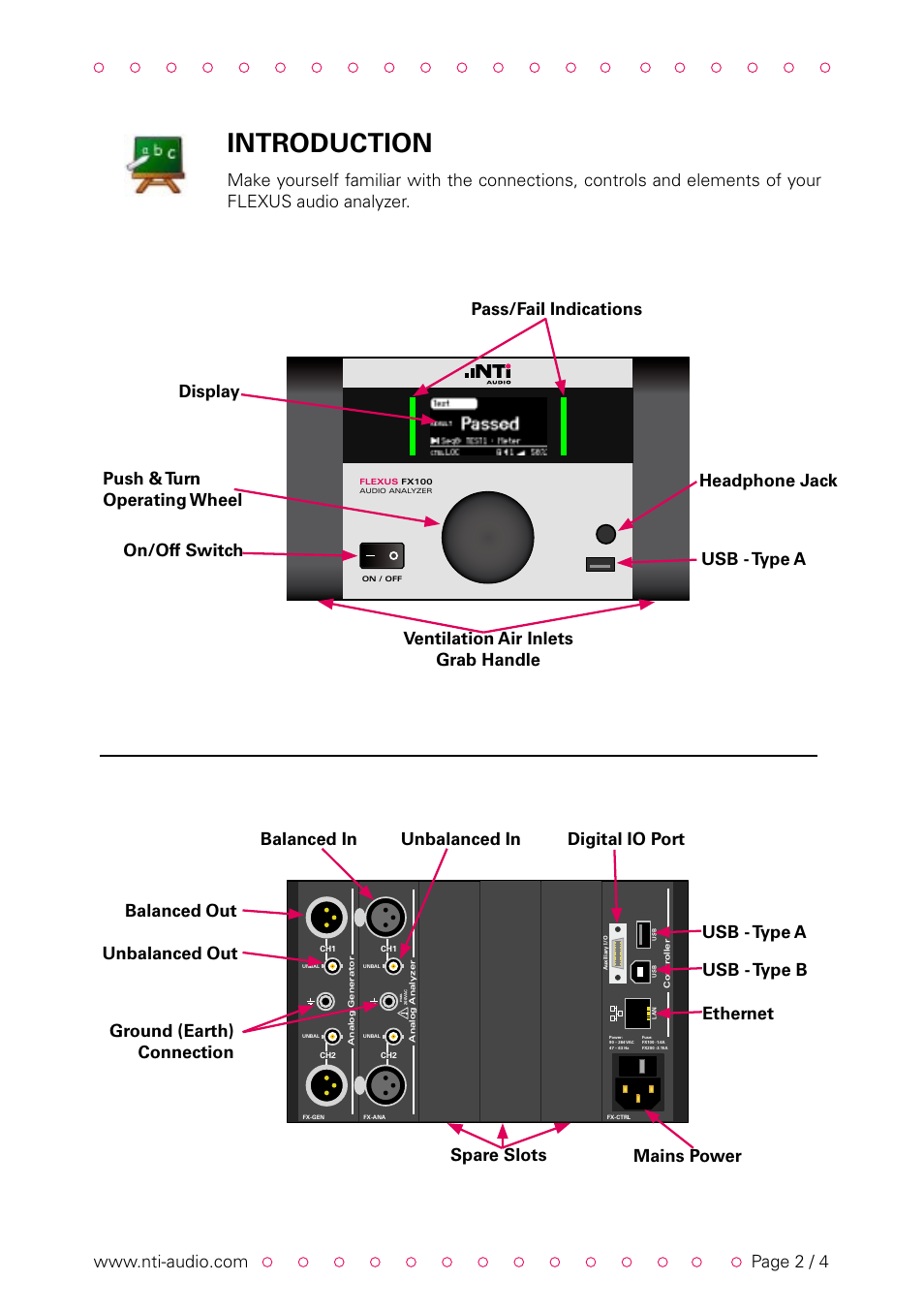 Introduction | NTi Audio FLEXUS FX100 User Manual | Page 2 / 4