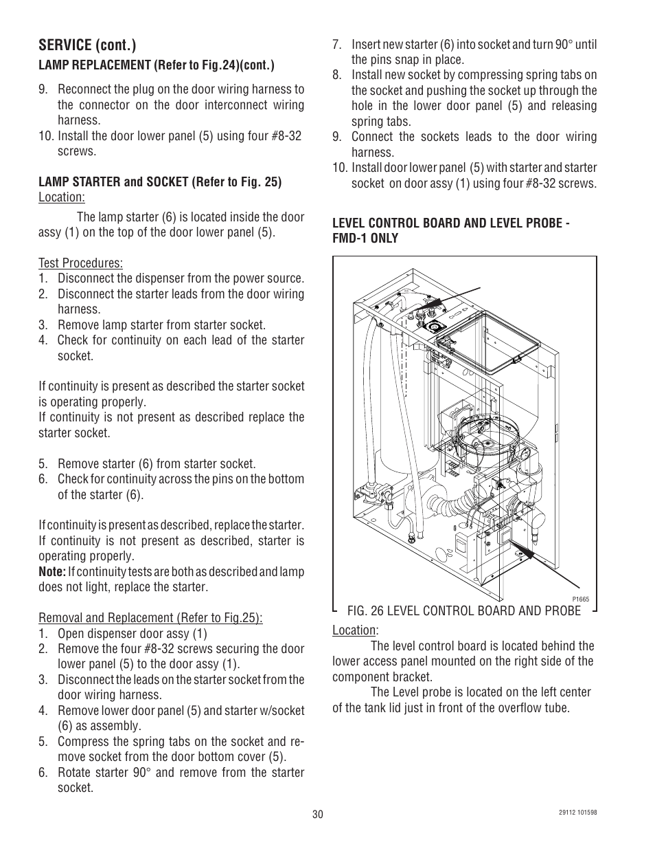 Service (cont.) | Bunn FMD-1 FMD-2 User Manual | Page 30 / 41