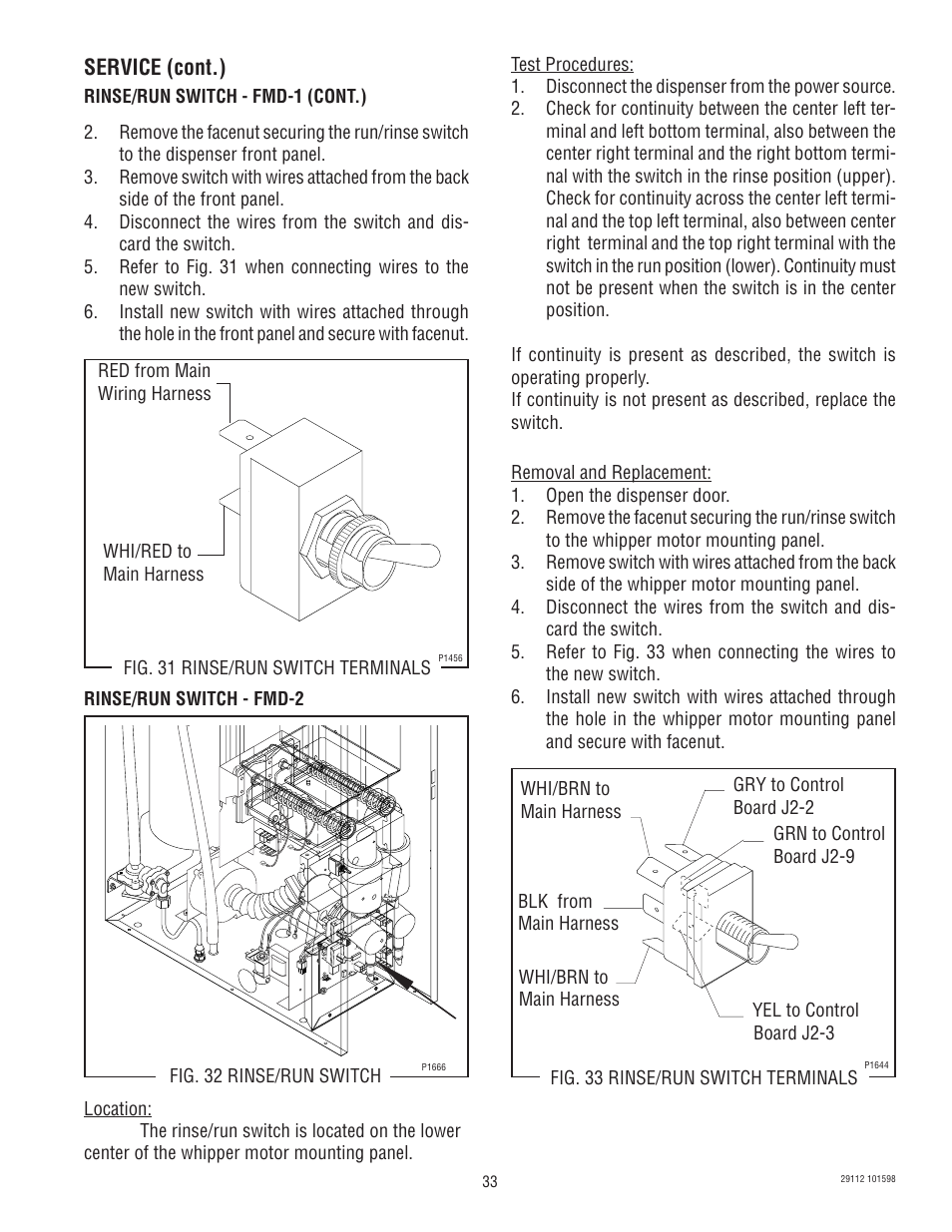 Service (cont.) | Bunn FMD-1 FMD-2 User Manual | Page 33 / 41