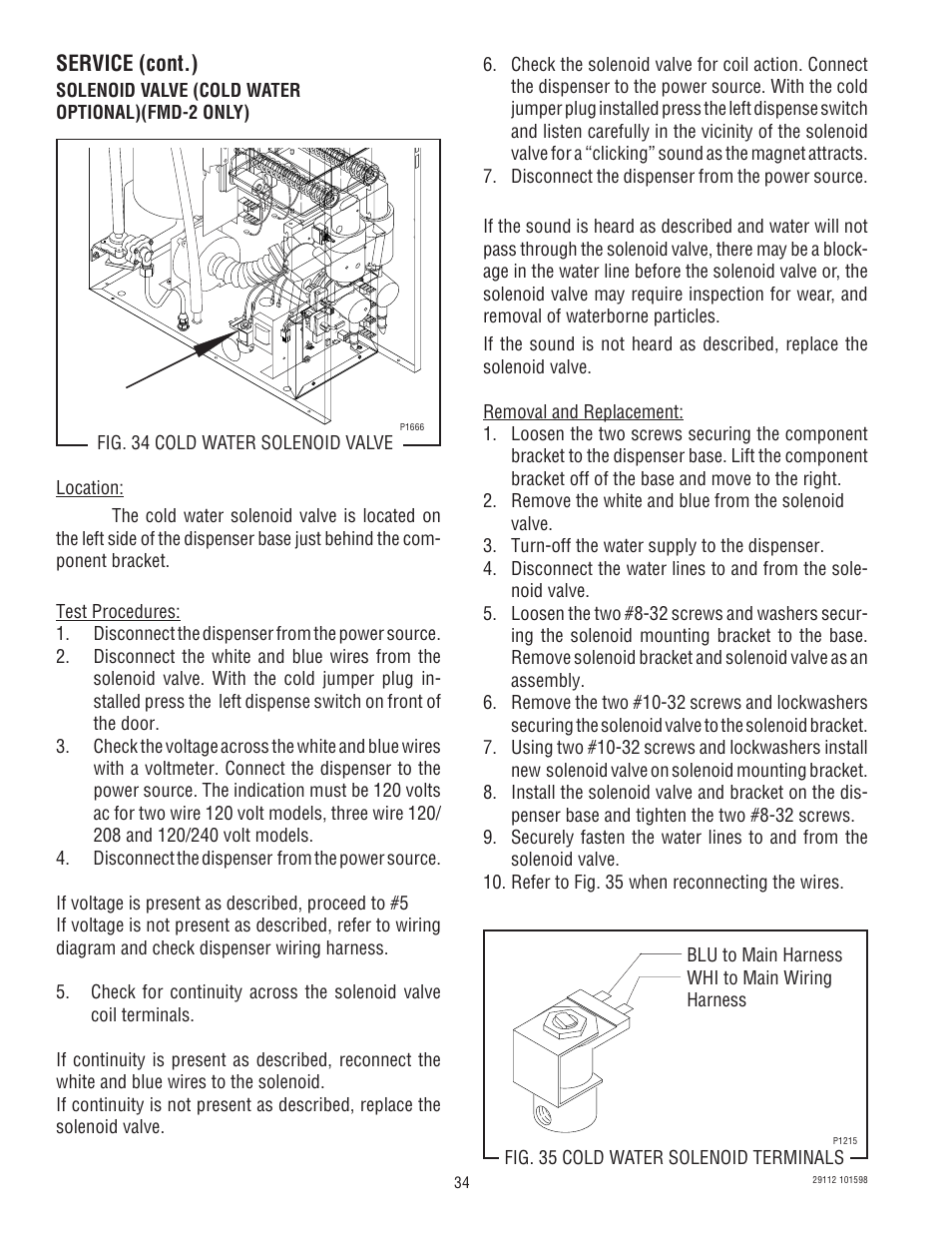Service (cont.) | Bunn FMD-1 FMD-2 User Manual | Page 34 / 41