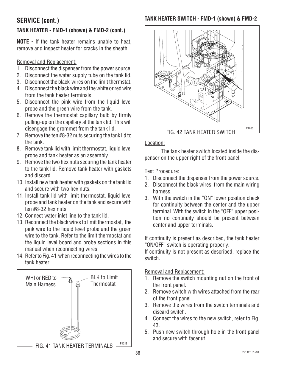 Service (cont.) | Bunn FMD-1 FMD-2 User Manual | Page 38 / 41