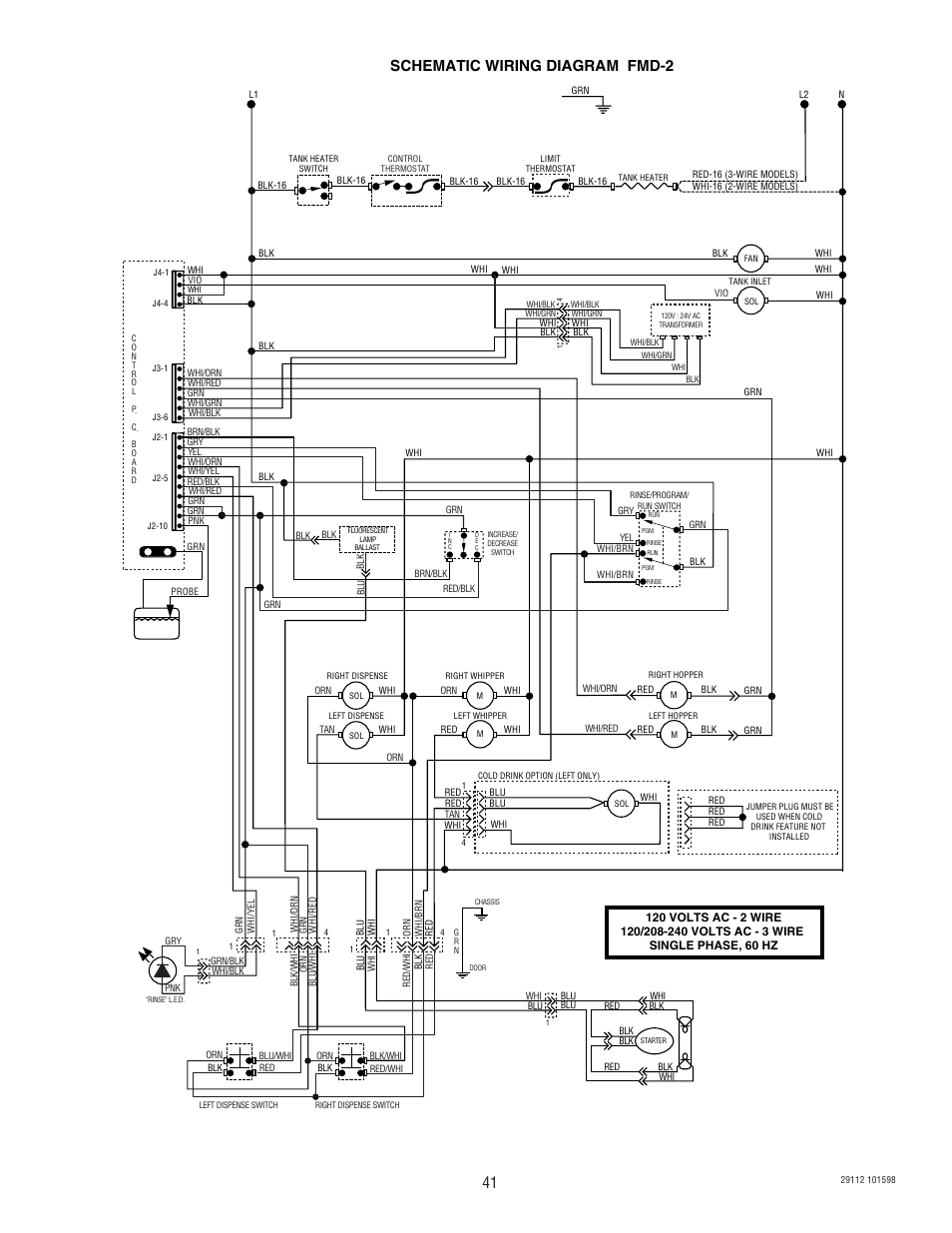 Schematic wiring diagram fmd-2 | Bunn FMD-1 FMD-2 User Manual | Page 41 / 41