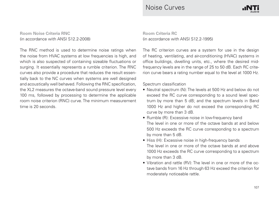 Noise curves | NTi Audio XL2 Sound Level Meter User Manual | Page 107 / 240