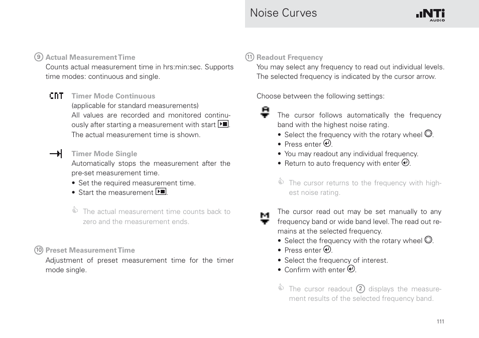 Noise curves | NTi Audio XL2 Sound Level Meter User Manual | Page 111 / 240