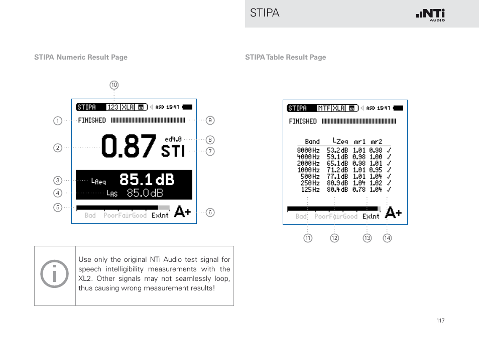 Stipa | NTi Audio XL2 Sound Level Meter User Manual | Page 117 / 240