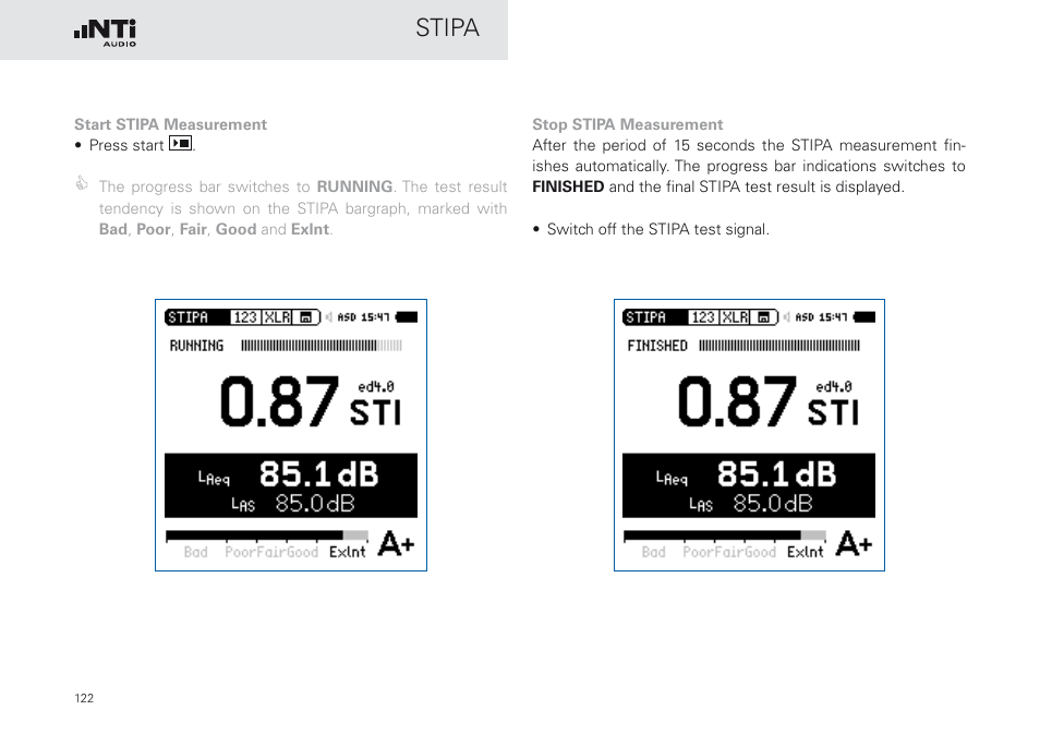 Stipa | NTi Audio XL2 Sound Level Meter User Manual | Page 122 / 240