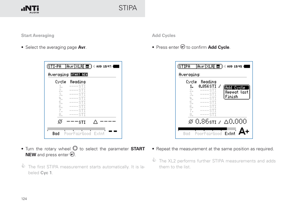 Stipa | NTi Audio XL2 Sound Level Meter User Manual | Page 124 / 240