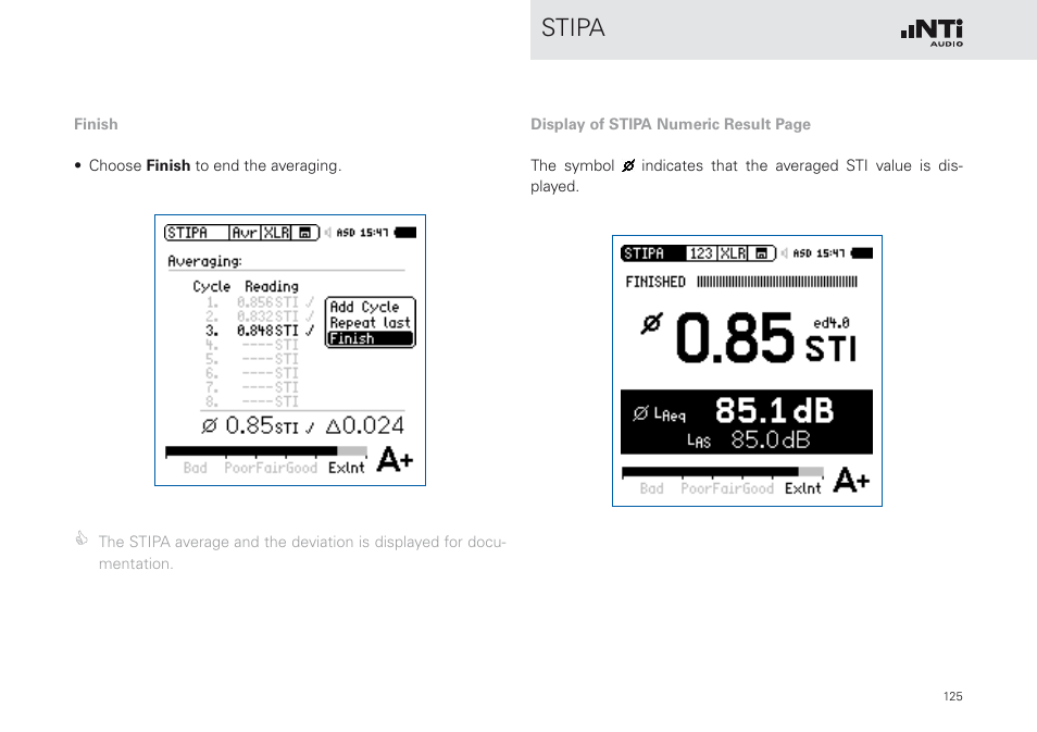 Stipa | NTi Audio XL2 Sound Level Meter User Manual | Page 125 / 240