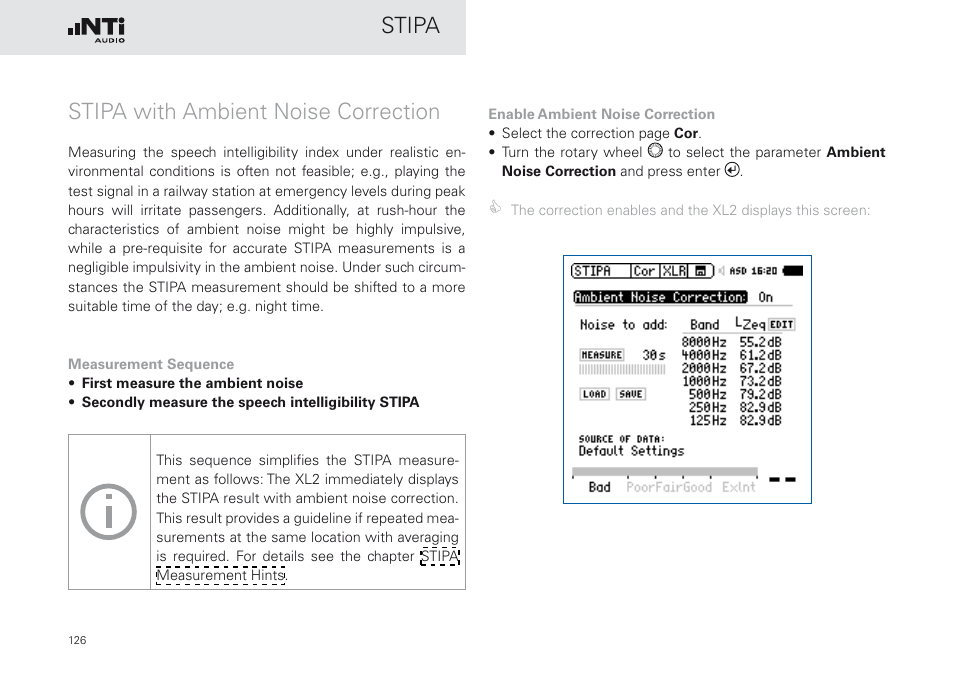 Stipa stipa with ambient noise correction | NTi Audio XL2 Sound Level Meter User Manual | Page 126 / 240