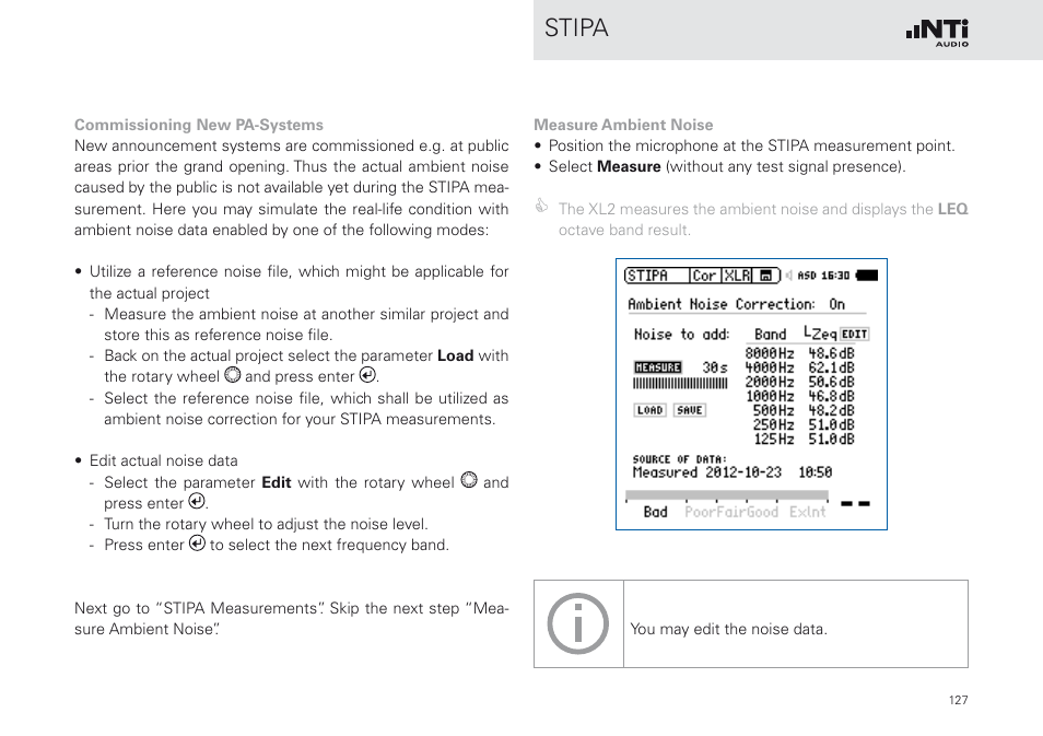 Stipa | NTi Audio XL2 Sound Level Meter User Manual | Page 127 / 240