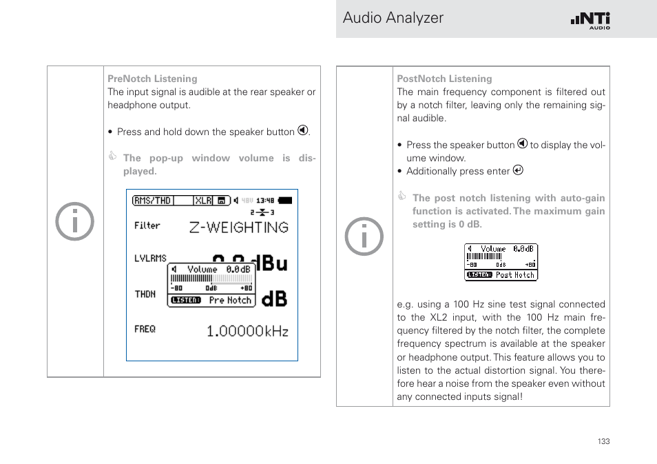 Audio analyzer | NTi Audio XL2 Sound Level Meter User Manual | Page 133 / 240