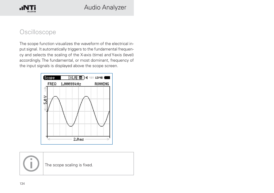 Oscilloscope, Audio analyzer oscilloscope | NTi Audio XL2 Sound Level Meter User Manual | Page 134 / 240