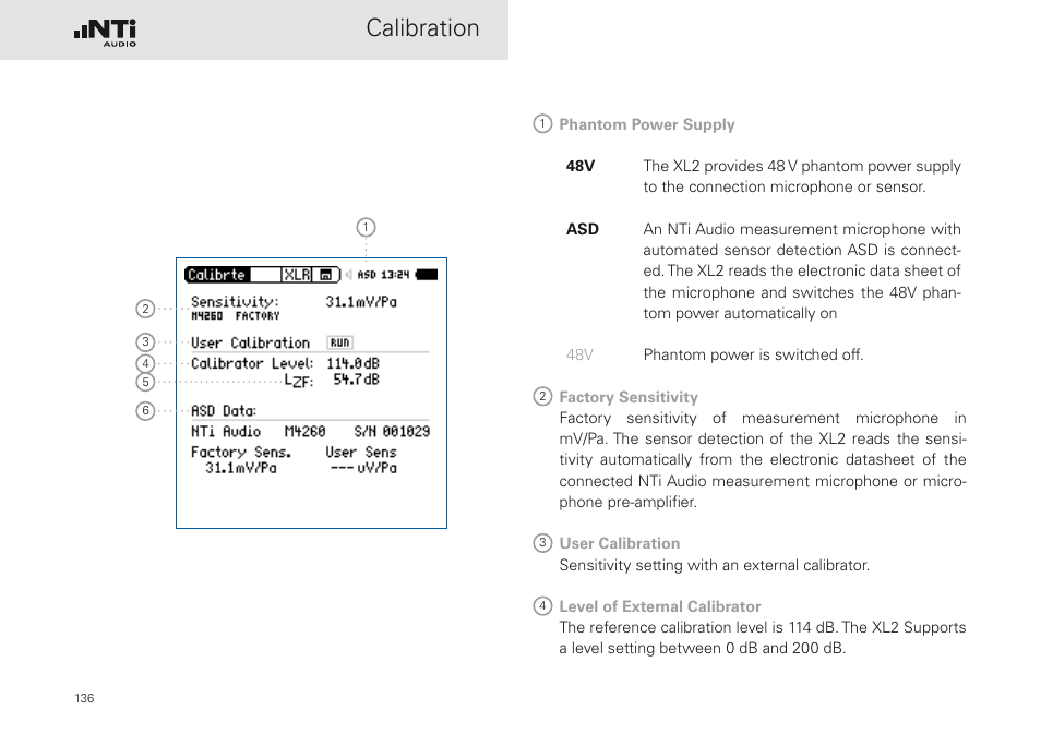 Calibration | NTi Audio XL2 Sound Level Meter User Manual | Page 136 / 240