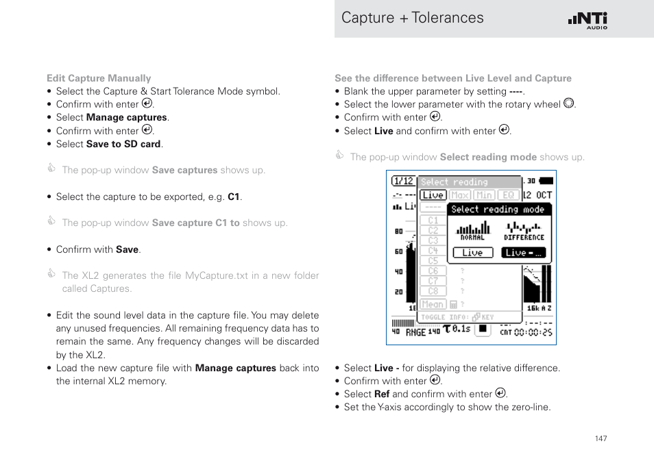 Capture + tolerances | NTi Audio XL2 Sound Level Meter User Manual | Page 147 / 240