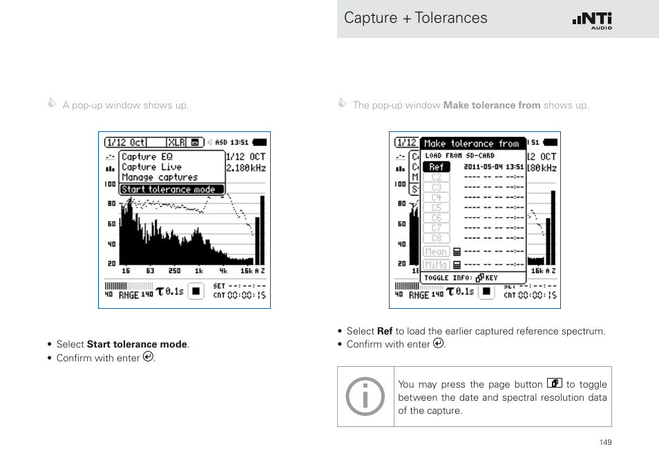 Capture + tolerances | NTi Audio XL2 Sound Level Meter User Manual | Page 149 / 240