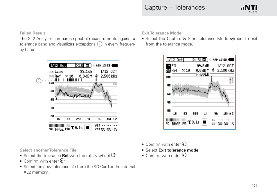 Capture + tolerances | NTi Audio XL2 Sound Level Meter User Manual | Page 151 / 240