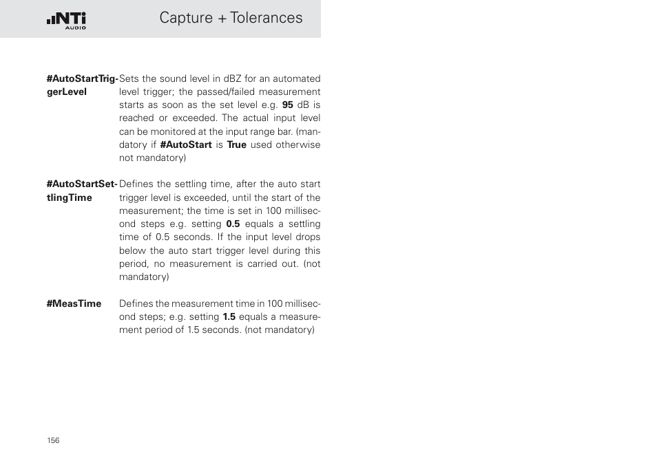 Capture + tolerances | NTi Audio XL2 Sound Level Meter User Manual | Page 156 / 240
