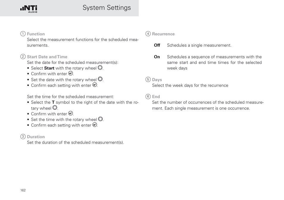 System settings | NTi Audio XL2 Sound Level Meter User Manual | Page 162 / 240