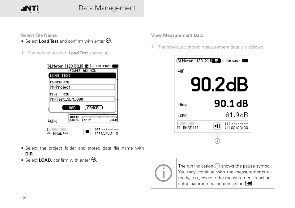 Data management | NTi Audio XL2 Sound Level Meter User Manual | Page 176 / 240