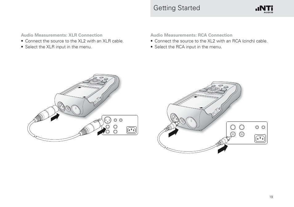 Getting started | NTi Audio XL2 Sound Level Meter User Manual | Page 19 / 240