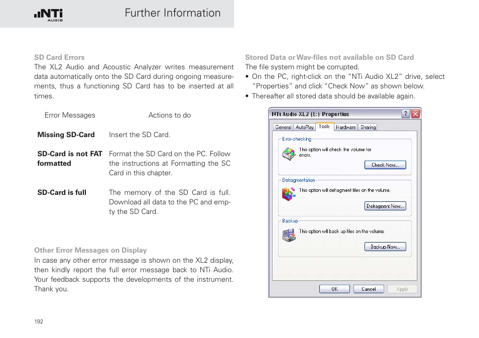 Further information | NTi Audio XL2 Sound Level Meter User Manual | Page 192 / 240