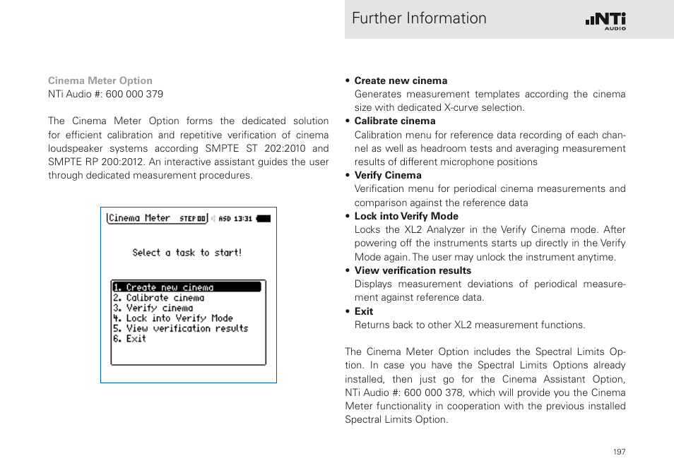 Further information | NTi Audio XL2 Sound Level Meter User Manual | Page 197 / 240