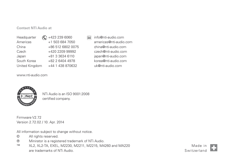 NTi Audio XL2 Sound Level Meter User Manual | Page 2 / 240