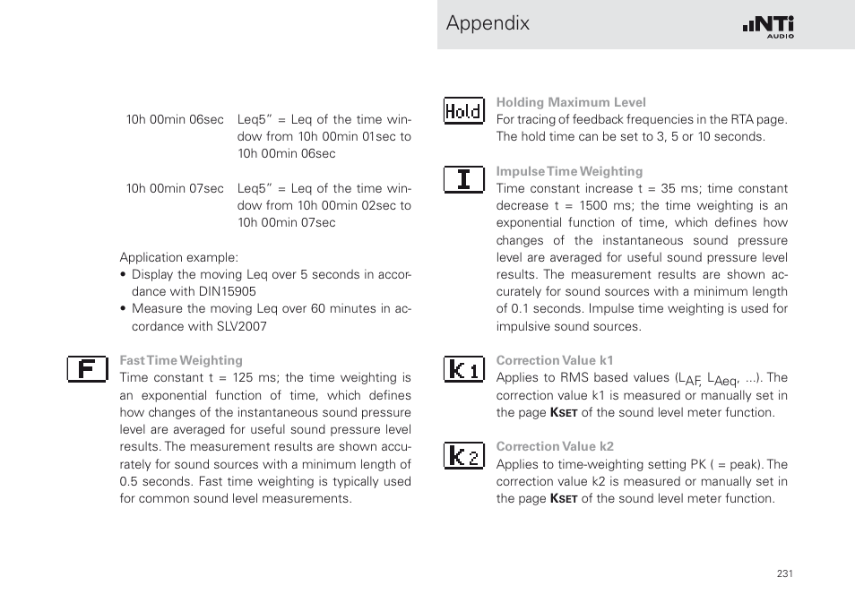 Appendix | NTi Audio XL2 Sound Level Meter User Manual | Page 231 / 240
