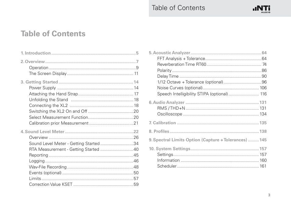 NTi Audio XL2 Sound Level Meter User Manual | Page 3 / 240