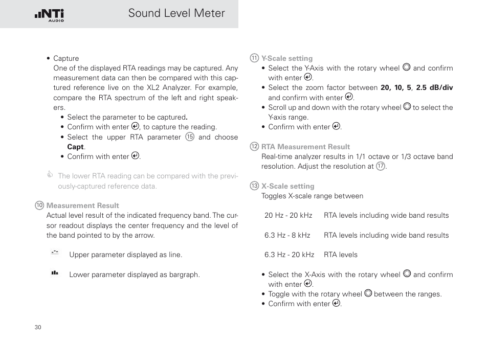 Sound level meter | NTi Audio XL2 Sound Level Meter User Manual | Page 30 / 240