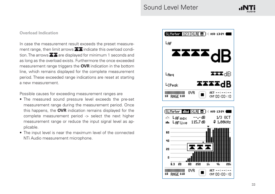 Sound level meter | NTi Audio XL2 Sound Level Meter User Manual | Page 33 / 240