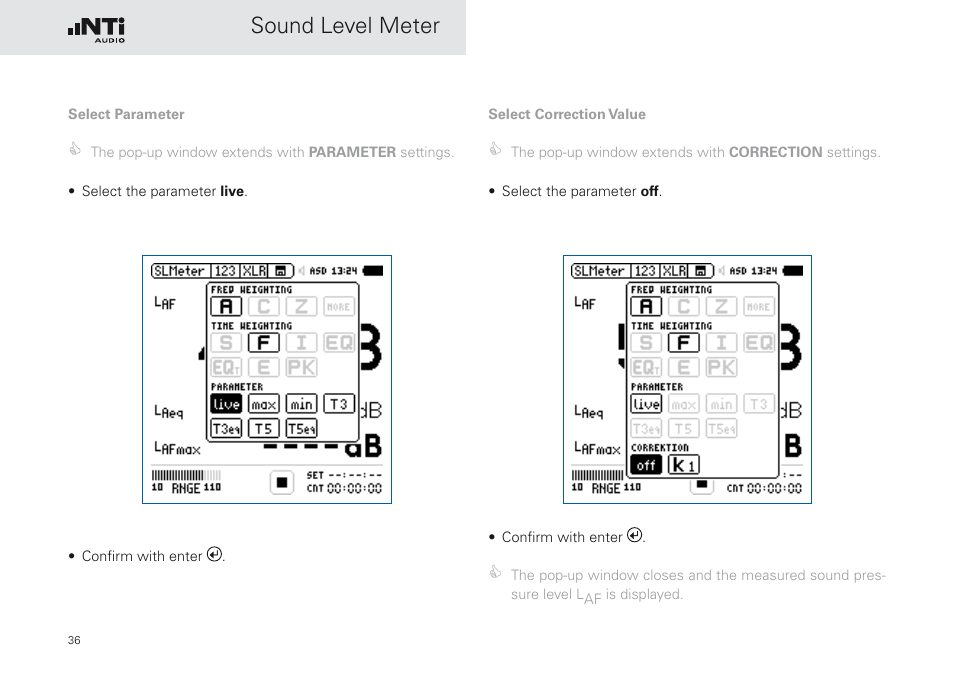 Sound level meter | NTi Audio XL2 Sound Level Meter User Manual | Page 36 / 240