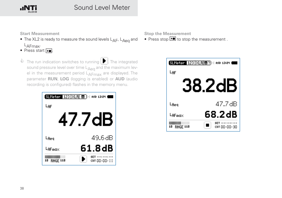 Sound level meter | NTi Audio XL2 Sound Level Meter User Manual | Page 38 / 240