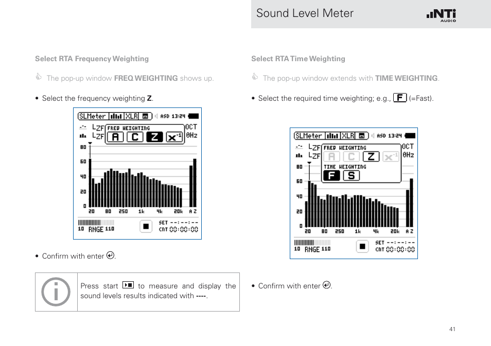 Sound level meter | NTi Audio XL2 Sound Level Meter User Manual | Page 41 / 240