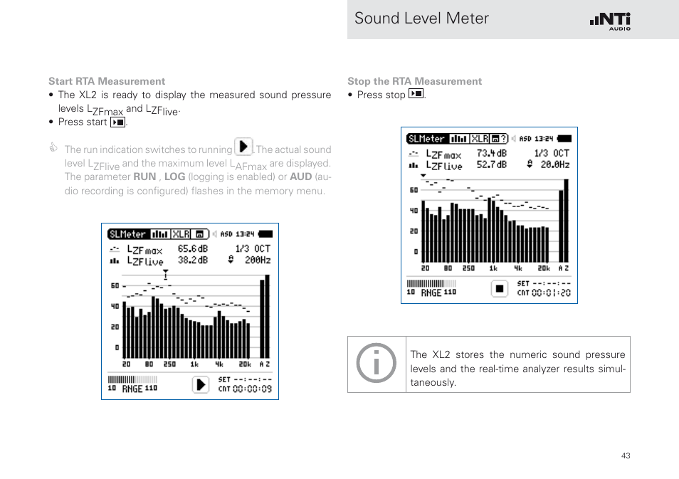 Sound level meter | NTi Audio XL2 Sound Level Meter User Manual | Page 43 / 240