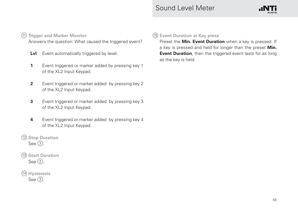 Sound level meter | NTi Audio XL2 Sound Level Meter User Manual | Page 55 / 240