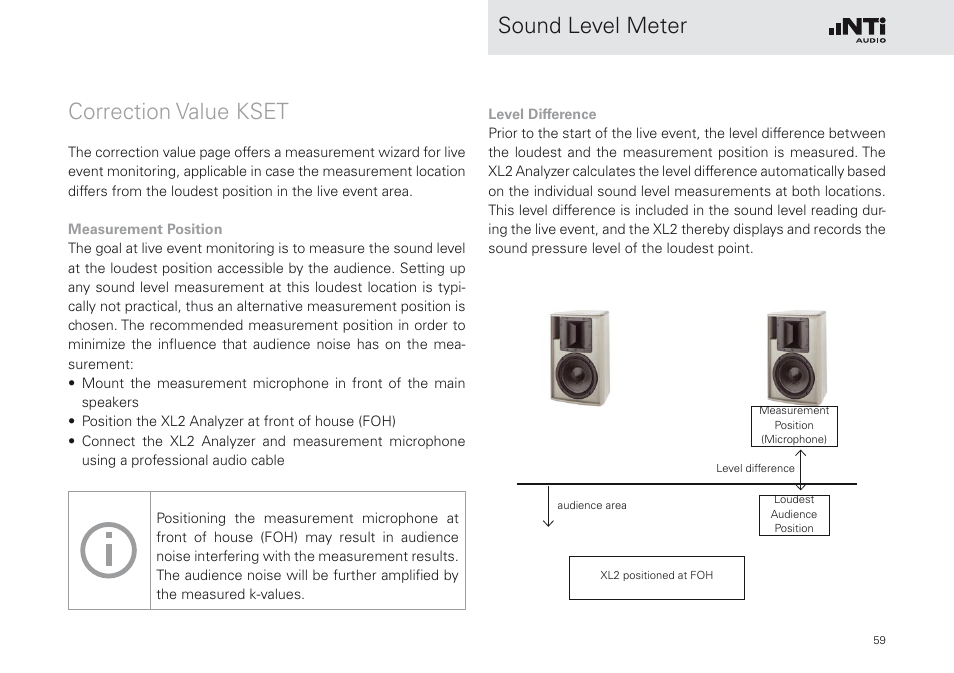 Correction value kset, Hapter correction value k, Sound level meter correction value kset | NTi Audio XL2 Sound Level Meter User Manual | Page 59 / 240