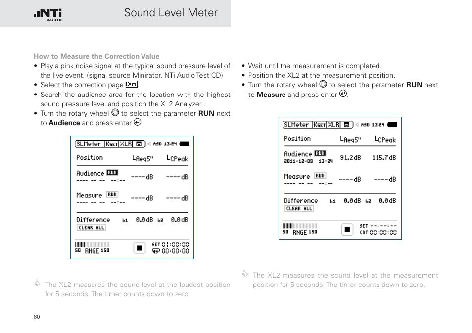 Sound level meter | NTi Audio XL2 Sound Level Meter User Manual | Page 60 / 240