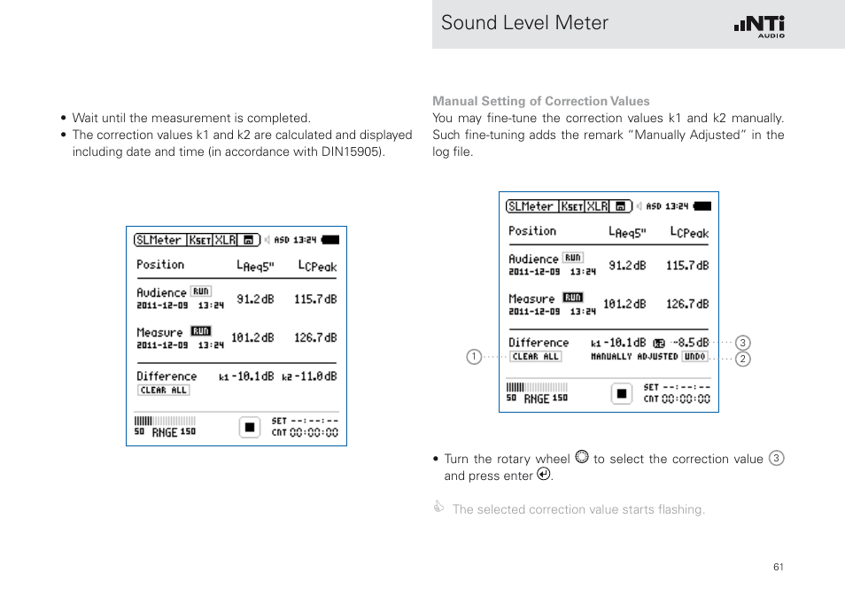 Sound level meter | NTi Audio XL2 Sound Level Meter User Manual | Page 61 / 240