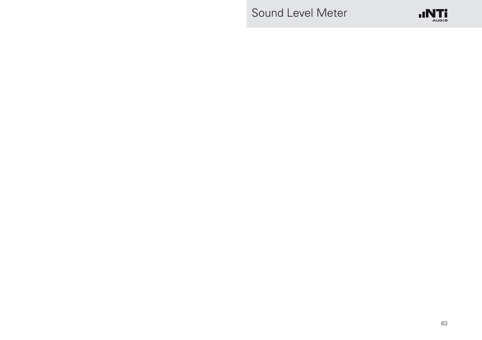 Sound level meter | NTi Audio XL2 Sound Level Meter User Manual | Page 63 / 240