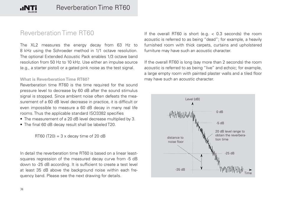 Reverberation time rt60 | NTi Audio XL2 Sound Level Meter User Manual | Page 74 / 240