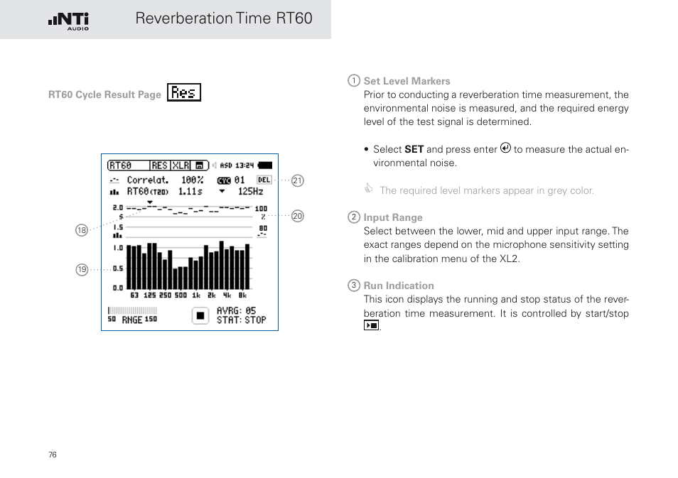 Reverberation time rt60 | NTi Audio XL2 Sound Level Meter User Manual | Page 76 / 240