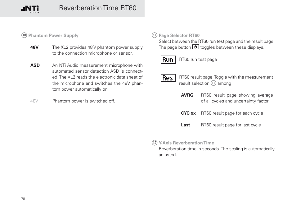 Reverberation time rt60 | NTi Audio XL2 Sound Level Meter User Manual | Page 78 / 240